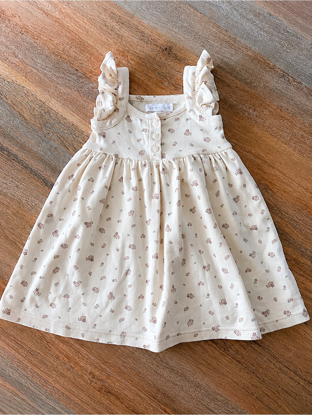 Jamie Kay Organic Cotton Floral Ruffle Dress Girls Cream Cottagecore 1Y